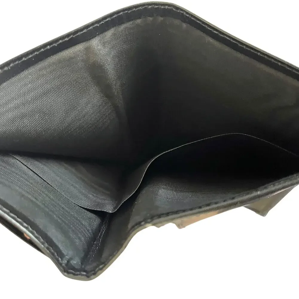 Vintage Bosca Black Full Grain Leather Continental Checkbook Frame Clutch Wallet